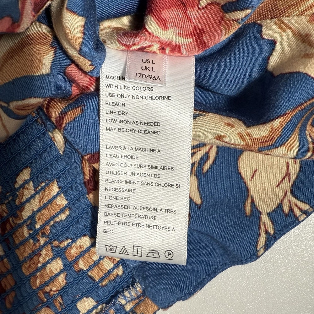 Urban Outfitters Cropped Long Sleeve Floral Top Womens Large Blue Boho - Picture 9 of 12